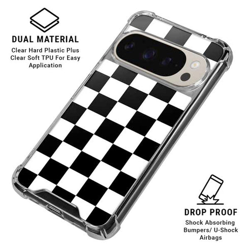 Black and White Checkered Pixel 9 Pro XL Clear Case